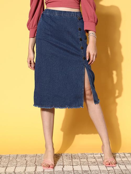 high rise denim skirt - 18475864 - Very Small Image - 1