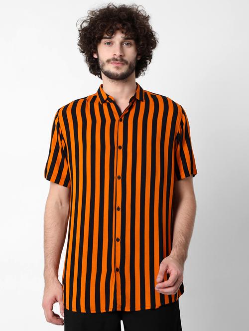 orange striped casual shirt - 18475974 - Very Small Image - 1