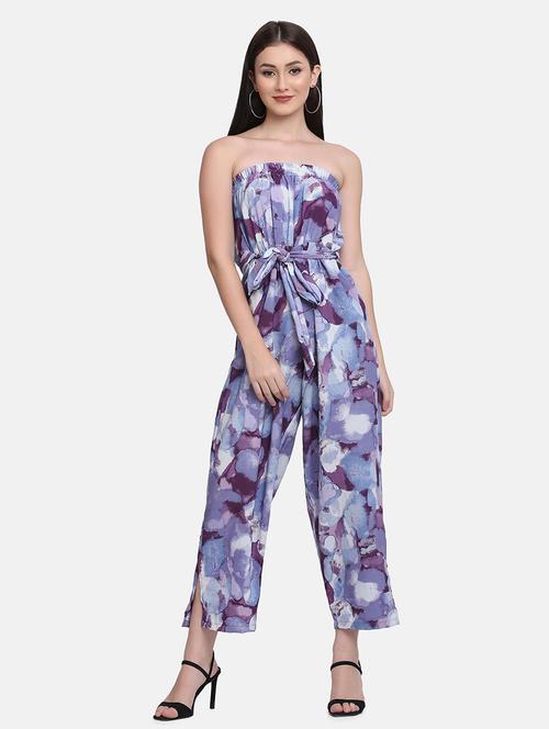 off shoulder tie & dye full leg jumpsuit - 18476051 - Very Small Image - 1