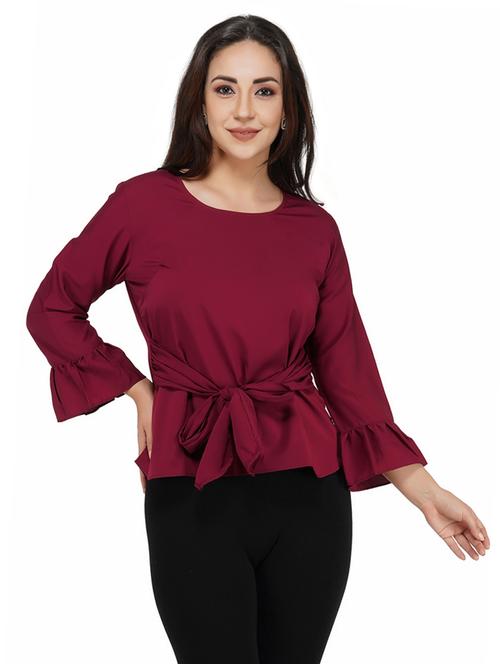 tie front solid regular top - 18476071 - Very Small Image - 1