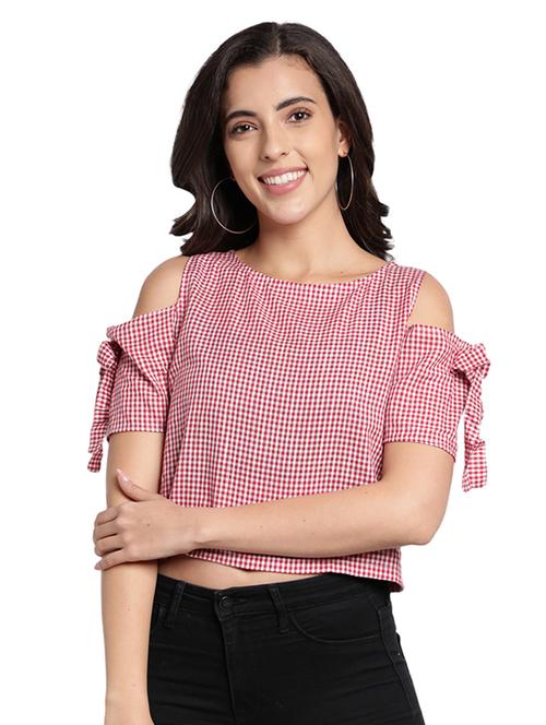 v neck solid crop top - 18476077 - Very Small Image - 1