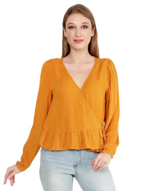 mustard solid peplum top - 18476086 - Very Small Image - 1