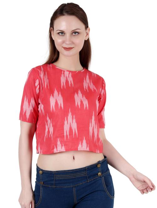round neck ikat crop top - 18476089 - Very Small Image - 1