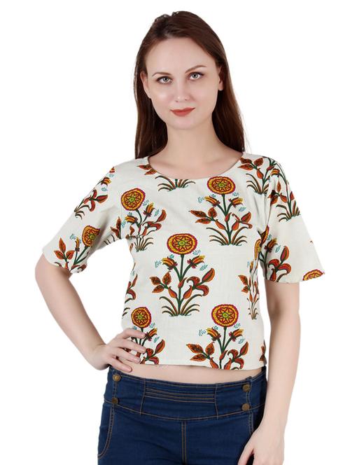 women's crop round neck top - 18476090 - Very Small Image - 1