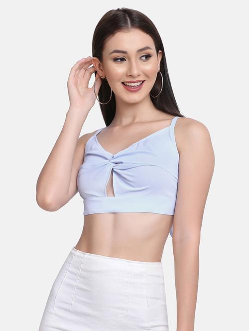 tie back solid crop top - 18476120 - Very Small Image - 1
