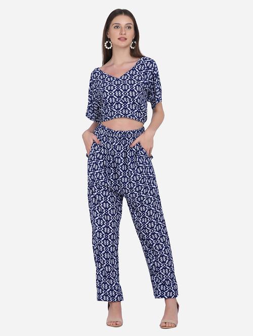 indigo crop top and trousers set - 18476130 - Very Small Image - 1