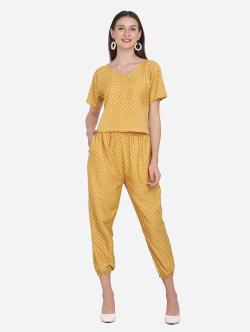 v neck polka print top and trouser set - 18476133 - Very Small Image - 1