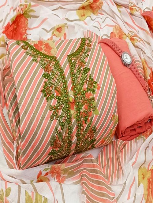peach unstitched salwar suit set - 18476149 - Very Small Image - 1