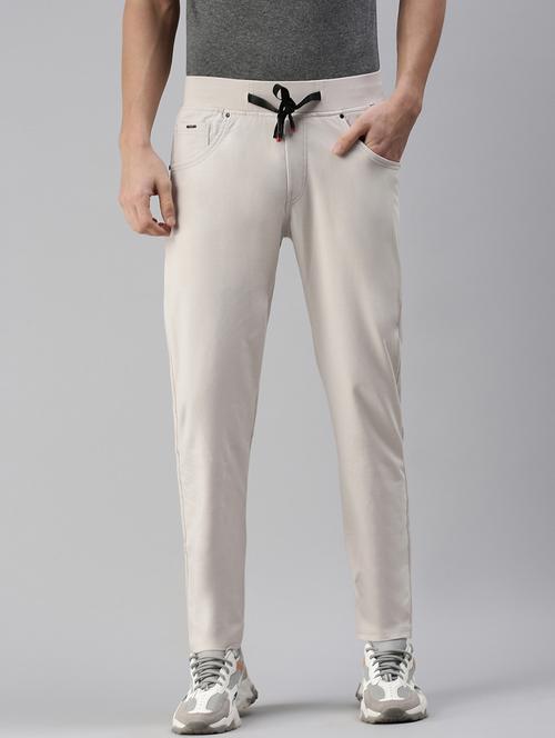 beige solid track pant - 18476605 - Very Small Image - 1