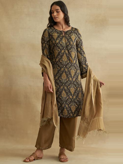 olive green plain dupatta - 18476875 - Very Small Image - 1