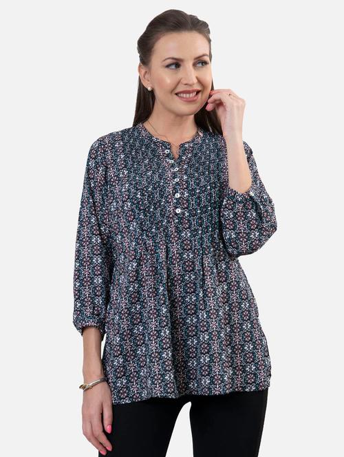 printed fusion kurti - 18476976 - Very Small Image - 1