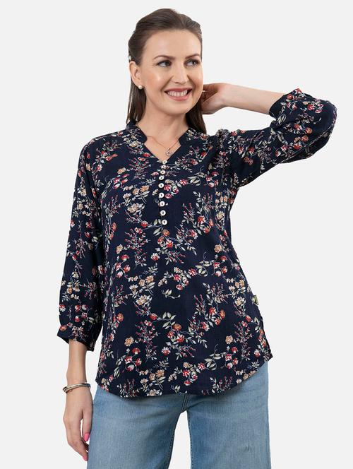 floral print fusion kurti - 18476994 - Very Small Image - 1