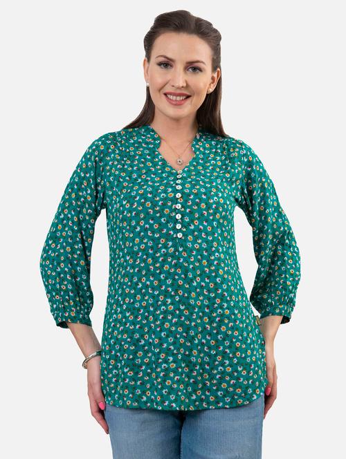 floral print fusion kurti - 18476997 - Very Small Image - 1
