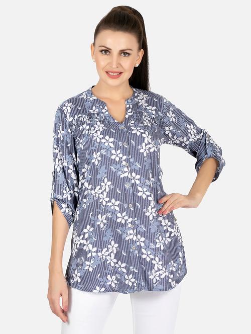 floral print fusion kurti - 18477010 - Very Small Image - 1