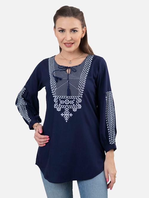 embroidered fusion kurti - 18477016 - Very Small Image - 1