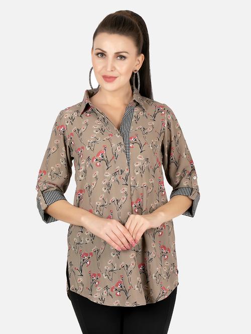 floral print fusion kurti - 18477024 - Very Small Image - 1