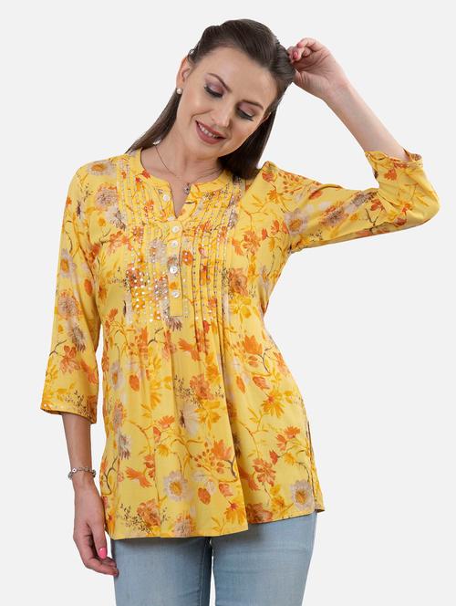floral print fusion kurti - 18477025 - Very Small Image - 1