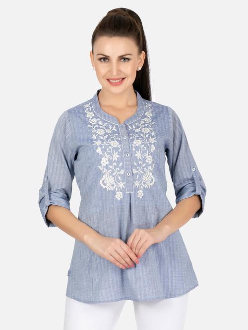 embroidered fusion kurti - 18477026 - Very Small Image - 1