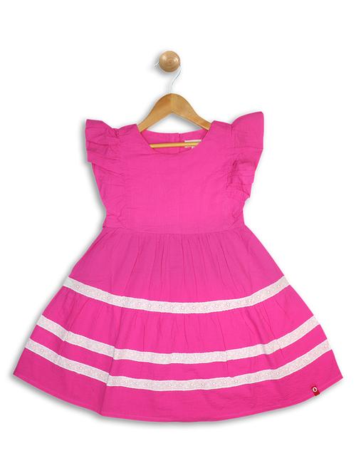 girls pink printed frock - 18477287 - Very Small Image - 1