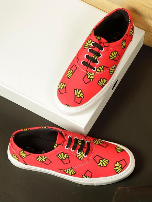 mens red printed slip on sneaker - 18477327 - Very Small Image - 1