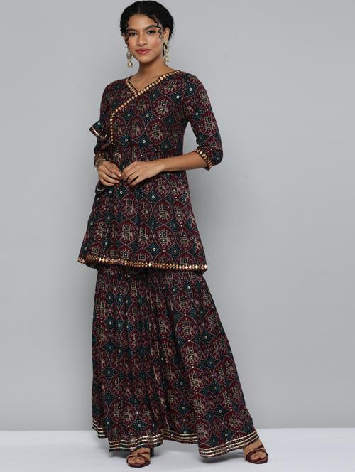 printed kurta sharara set - 18477644 - Very Small Image - 1