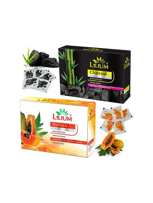 charcoal facial kit for skin fairer & papaya facial kit for complexion - 18477843 - Very Small Image - 1