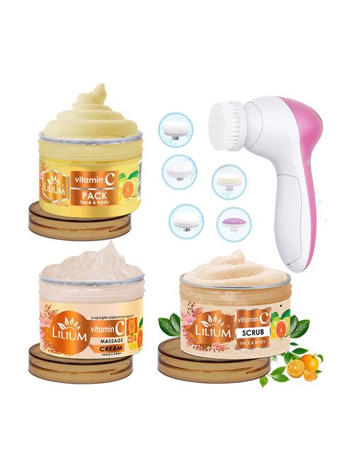 vitamin c 3 step facial kit combo with multifunction 5in1 massager - 18477845 - Very Small Image - 1