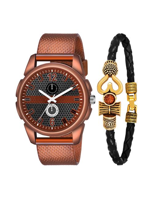men analog watch with mahadev bracelet - 18478057 - Very Small Image - 1