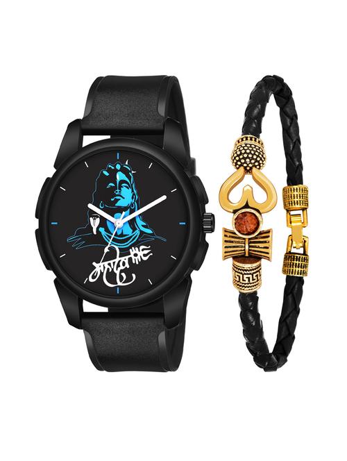 men analog watch with mahadev bracelet - 18478074 - Very Small Image - 1