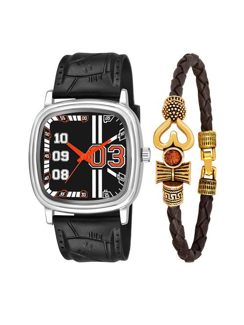 kajaru men analog watch with mahadev bracelet - 18478100 - Very Small Image - 1