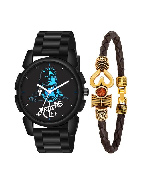 kajaru men analog watch with mahadev bracelet - 18478106 - Very Small Image - 1