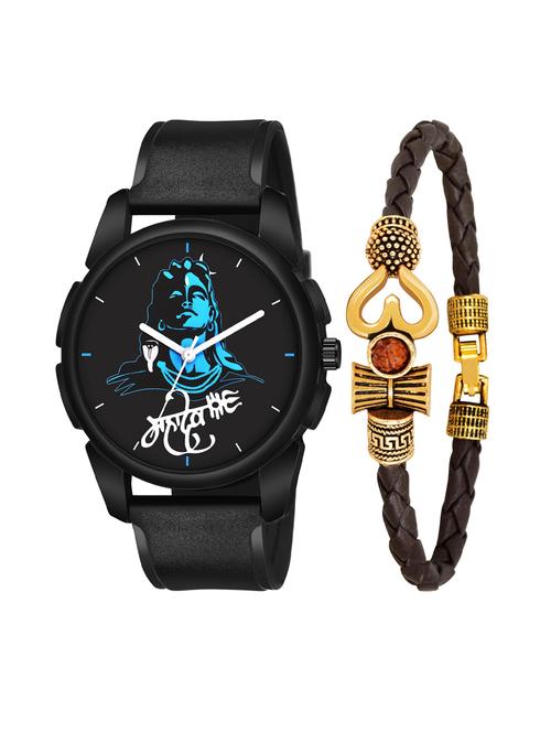 kajaru men analog watch with mahadev bracelet - 18478108 - Very Small Image - 1