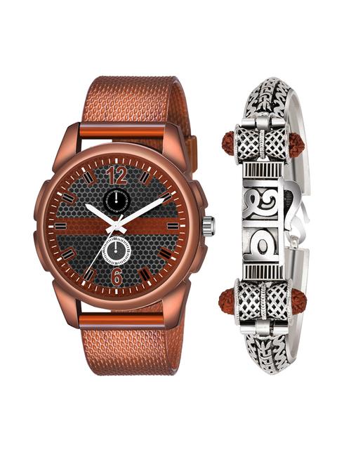 kajaru men analog watch with mahadev bracelet - 18478125 - Very Small Image - 1