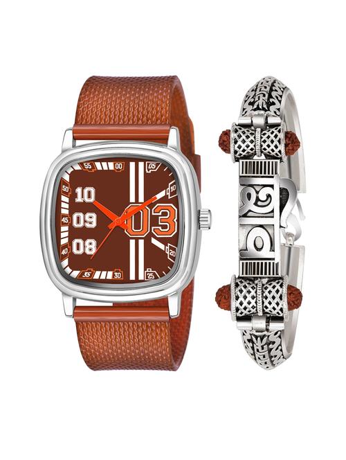 kajaru men analog watch with mahadev bracelet - 18478136 - Very Small Image - 1