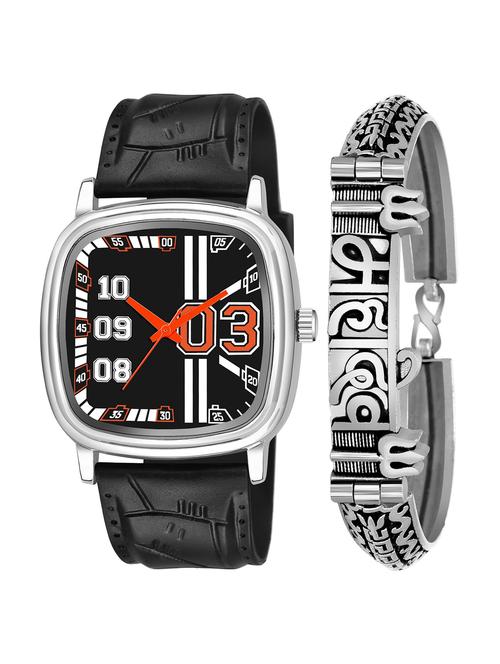 kajaru men analog watch with mahadev bracelet - 18478236 - Very Small Image - 1