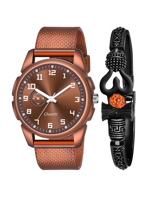 kajaru men analog watch with mahadev bracelet - 18478333 - Very Small Image - 1
