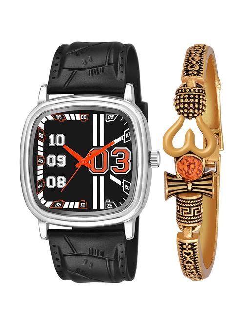 kajaru men analog watch with mahadev bracelet - 18478372 - Very Small Image - 1
