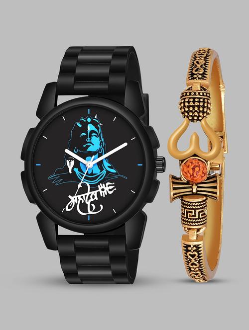 kajaru men analog watch with mahadev bracelet - 18478378 - Very Small Image - 1