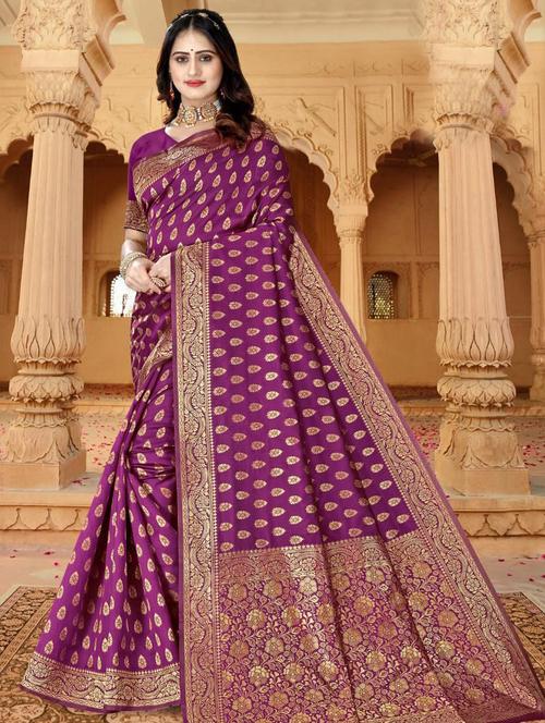 jacquard work banarasi saree with blouse - 18478755 - Very Small Image - 1