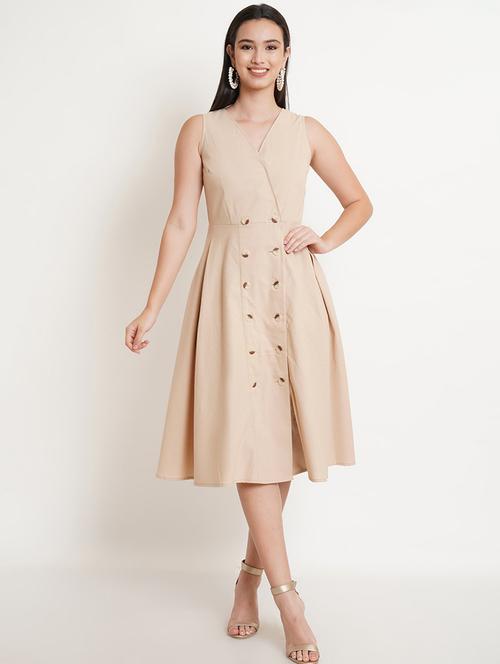 overlap neck checkered flared dress - 18479038 - Very Small Image - 1