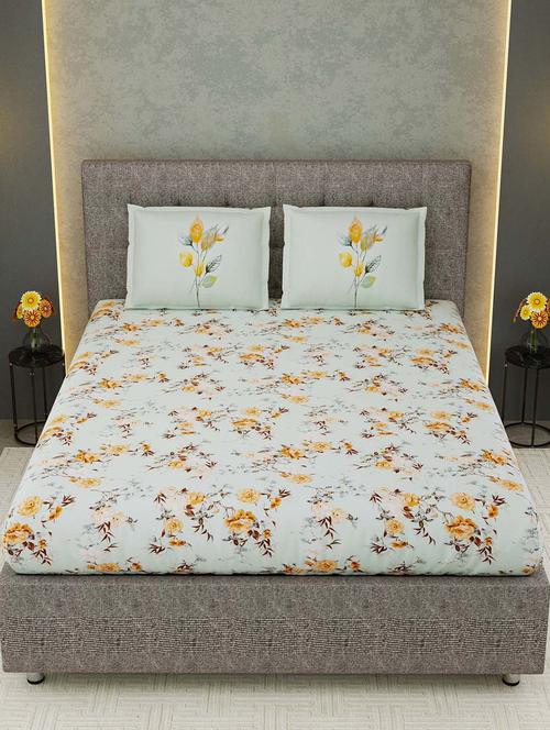 easygoods 320 tc king size bedsheet with 2 pillow covers | daisy - 18479165 - Very Small Image - 1
