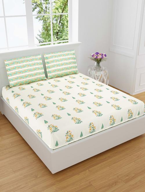 easygoods 320 tc king size bedsheet with 2 pillow covers | daisy - 18479169 - Very Small Image - 1