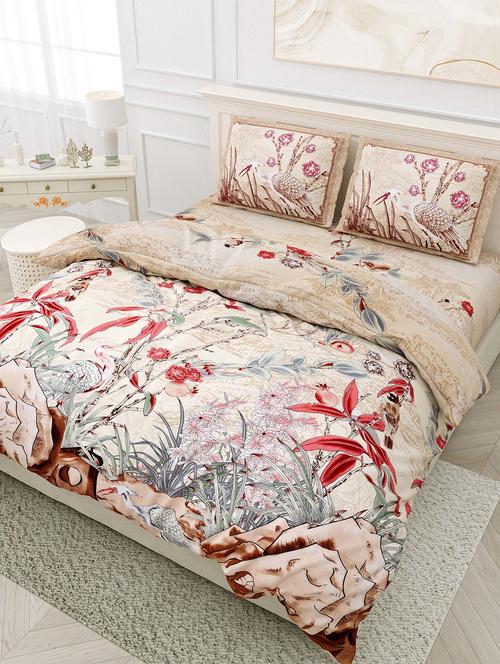 easygoods 320 tc king size bedsheet with 2 pillow covers | hawaii - 18479179 - Very Small Image - 1