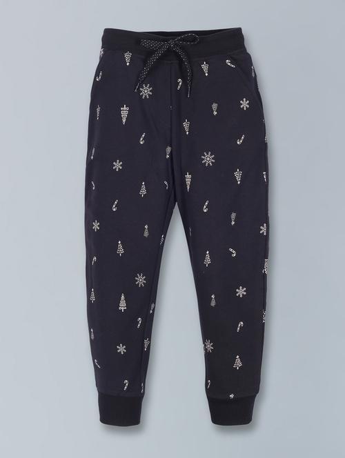 girls black printed jogger - 18479438 - Very Small Image - 1