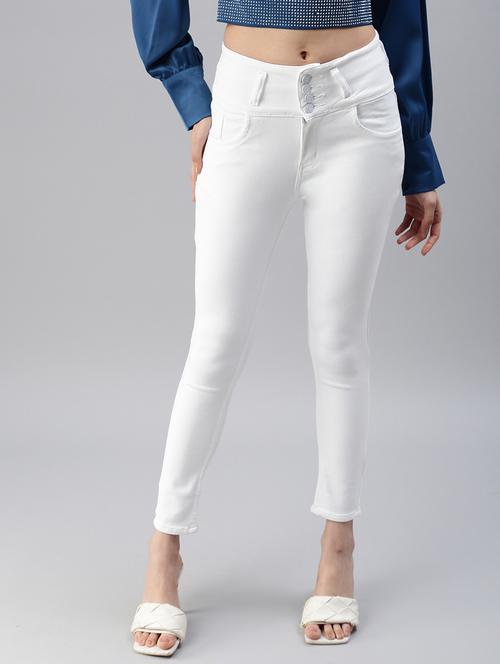 high rise solid skinny fit jeans - 18479600 - Very Small Image - 1