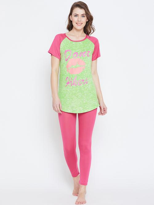 round neck printed nightwear pajama set - 18479704 - Very Small Image - 1