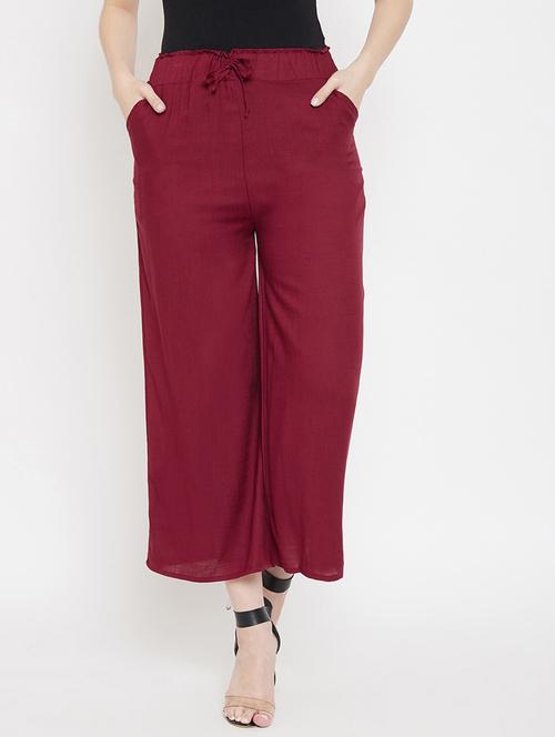 drawstring waist solid palazzo - 18479921 - Very Small Image - 1