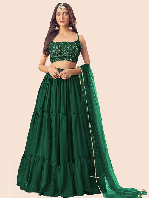 embroidered semi-stitched lehenga choli with dupatta - 18480050 - Very Small Image - 1