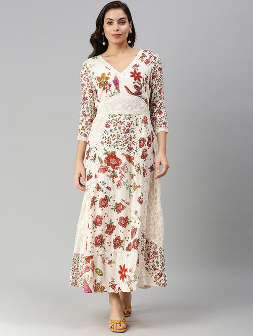lace embellished floral maxi dress - 18480204 - Very Small Image - 1