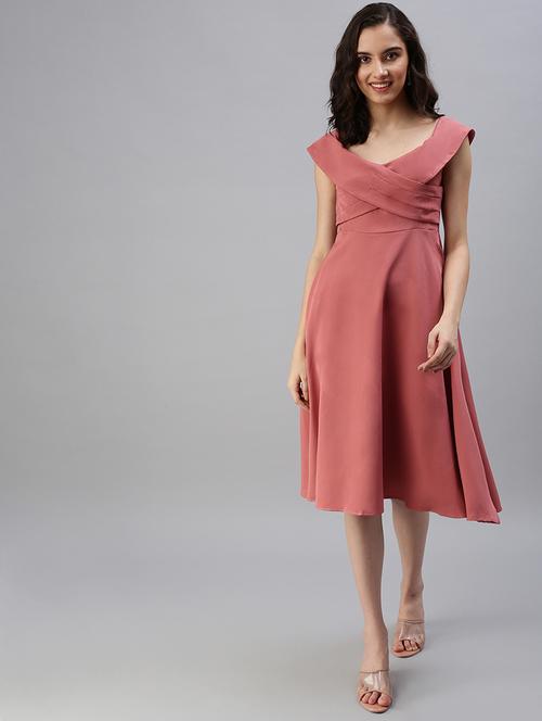 women's fit & flare solid dress - 18480247 - Very Small Image - 1